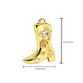 Gedetailleerde weergave van een vergulde cowboylaars hanger met maataanduidingen - Ster Gedecoreerde Cowboylaars (NAR05-7)