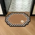 Retro checkered non-slip floor mat with floral design and inspirational quote for home - 35*50cm / Vintage Style F (Irregular Shape)