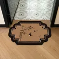 Vintage style non-slip leather bathroom mat with swallow and bamboo pattern design - 35*50cm / Vintage Style-G (Irregular Shape)