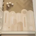 Paillasson d'entrée en PVC style crème minimaliste avec bord ondulé et motifs d'arche - Motif à rayures irrégulières G
