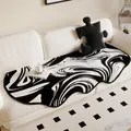 Irregular marble pattern sofa cover with non-slip silicone bottom in cream white - 50*120CM / Luxury Impression-D (Black and White Quicksand Marble Pattern)