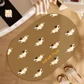 Ovale braune Badematte mit Hundemuster und HAVE FUN-Schriftzug im Maillard-Stil - Maillard Hund Stil C-Oval / 40x60cm Kieselgur