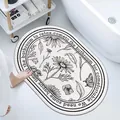 Floral print oval lamb wool bathroom mat with non-slip backing and black border - 40*60cm / Daisy (Oval)