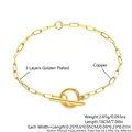 Elegant 18k gold plated copper paperclip chain bracelet with toggle clasp closure - Paperclip Bracelet with T-Buckle (MA03-2)