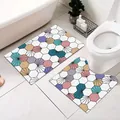 Modern geometric bathroom mat set with U-shaped toilet rug and rectangular non-slip pad - 50x60cm U-Shaped Mat (Single Pack) / Nordic Style 01