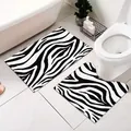 Stylish 2-piece zebra print bathroom mat set including U-shaped toilet rug and rectangular mat - 50x60cm U-Shaped Mat (Single Pack) / Nordic Style 04