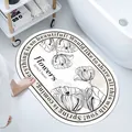 Premium absorbent floral diatomaceous earth bath mat with spring theme and oval shape - Charming Camellia (Oval) / 40*60cm
