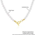 Elegant white shell pearl necklace featuring a classic gold-plated toggle clasp design - Shell Pearl Necklace with T-Buckle (MA03-4)