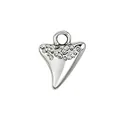 Polished silver shark tooth pendant charm with decorative textured top for jewelry DIY - Shark Tooth Style (NAR07-5) / Pendant Only / Silver