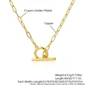 Luxury 3-layer gold plated copper paperclip chain necklace with 45cm length and OT clasp - Paperclip Chain with OT Buckle (MA03-5)