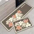 Set di tappetini da cucina in fango di diatomee floreali marrone con retro antiscivolo - Stile Cucina Floreale 1 / 50x180cm