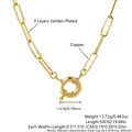 Gold plated copper paperclip chain necklace with sailor clasp dimensions - Paperclip Chain Necklace (MA03-6)
