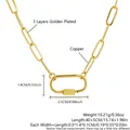 Gold plated copper paperclip chain necklace with decorative carabiner clasp detail - Paperclip Chain with Rectangular Carabiner (MA03-7)