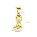 Prachtige vergulde western cowboylaars hanger bedel met gedetailleerde bloemgravure - Western Cowboylaars Hanger (NAR08-6) / 1.7x0.9cm / Goud