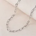 Elegant silver-toned paperclip chain necklace for DIY jewelry making and luxury accessories - Minimalist Paperclip Necklace (NAP09-7)