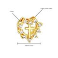 Exquisite gold plated heart shaped pendant featuring a central cross and sparkling zirconia stones - Heart Zirconia Cross Style (NAS03-7) / Pendant Only (Without Chain) (0.8cm) / Gold