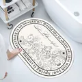 Oval absorbent diatom mud bath mat with floral pattern and motivational English text - Floral Art (Oval) / 40*60cm