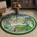 Vintage green round rug featuring artistic oil painting floral pattern for bedroom decor - Diameter 60cm / American Retro Floral Style (YH-D)