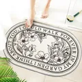 Non-slip lamb wool oval bathroom mat featuring a floral design and inspirational quote - 40*60cm / Black and White Floral (Oval)