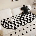 Modern black and white checkered irregular sofa cushion with wavy edges for living room decor - 50*50CM / Luxury Impression-E (Black & White Checkerboard)