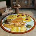 Tapis rond avec peinture à l'huile de tournesols pour chambre et salon - Diamètre 60cm / Style Tournesols de Van Gogh (YH-I)