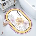 Floral oval soft diatom mud bath mat featuring a quick-dry absorbent non-slip surface - Golden Inlaid Dye (Oval) / 40*60cm
