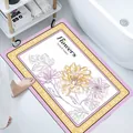 Soft diatom mud absorbent bath mat with floral pattern for elegant bathroom decor - Gold Inlaid Floral (Rectangular) / 40*60cm
