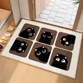 Modern cream-style Belgian velvet door mat with cute black cat pattern and anti-slip backing - 40*60cm / Black Cat B