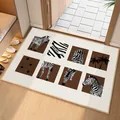 Modern cream style Belgium velvet anti-slip doormat with artistic zebra and palm tree pattern - 40*60cm / Zebra A