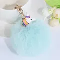 Lindo llavero de pompón de unicornio azul claro para bolsos de mujer y llaves de coche. - Unicornio - Verde Claro