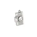 Elegante ciondolo macchina fotografica in argento con zirconi per gioielli DIY - un solo ciondolo, senza catena / Stile Macchina Fotografica Vintage Argentata (NAP11-7)