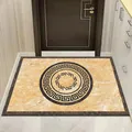Elegant marble texture anti-slip entryway rug with classic Meander pattern design - 40*60cm / New Chinese Style 08