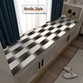 Tappetino per davanzale in terra di diatomee a scacchi bianchi e neri stile nordico casa - 80*160cm (Taglio Libero) / Stile Farina Fossile 17