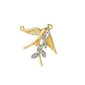 Two-tone gold and silver bird pendant with olive branch and sparkling zircon stones. - Flying Bird Style (NAD08-8) / Pendant Only (No Chain)