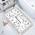 Absorbent diatom mud bathroom mat featuring black floral line art and Flowers typography - Dreamy Flower Language (Rectangular) / 40*60cm