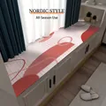 Tappetino per davanzale in terra di diatomee con motivo astratto rosso in stile nordico - 60*100cm (Taglio Libero) / Stile Geometrico a Griglia Rossa e Bianca (14)