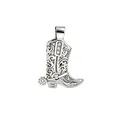 Ciondolo a forma di stivale da cowboy in argento con sperone in zircone per gioielli. - un solo ciondolo, senza catena / Stile Stivale da Cowboy Argentato (NAQ07-5)