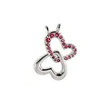 Double heart pendant with red cubic zirconia in silver-plated finish - Double Heart Red Rhinestone (NAB07-1) / Pendant Only (No Chain)
