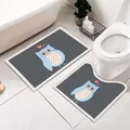 Cute blue owl cartoon bathroom mat set including U-shaped toilet rug and rectangle mat - 50x60cm U型垫 (单条装) / Owl