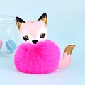 Süßer rosa Fuchs-Kunstpelz-Pompon-Schlüsselanhänger mit Lederkopf für Damen-Taschen - Kleiner Fuchs - Rosarot