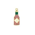 Ciondolo a forma di bottiglia di vino in zircone rosa e verde per gioielli fai da te - un solo ciondolo, senza catena / Stile Bottiglia di Vino Rosa Dorata (NAQ11-4)