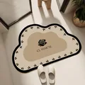 Tapis de bain absorbant en forme de nuage avec motif rose en beige et marron clair - Style D (Forme de Nuage) / 30x50cm (Terre de Diatomée Épaissie) / Beige