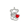Silver-plated koala pendant with red heart gemstone and zircon accents animal charm - Silver Kangaroo with Heart (NAB06-5) / Pendant Only (No Chain)