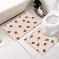 Pink bathroom mat set with cute cactus pattern including rectangular rug and U-shaped mat - 50x60cm U型垫 (单条装) / Pink Cactus