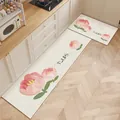 Set di tappeti da cucina in terra di diatomee con motivo tulipani rosa - Stile Tulipano da Cucina F / 40*60cm