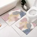 Nordic abstract 2-piece bathroom rug set with U-shaped toilet mat and rectangular bath rug - U-Shaped + Rectangular 2-Piece Set / 50x60+50x80cm / Nordic Style 05