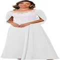 Robe de soirée élégante en mousseline blanche avec dentelle et manches de style cape - US2 / Hauts / Blanc