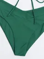 Slip bikini verde scuro di alta qualità con laccetti laterali e taglio a gamba alta - Verde scuro