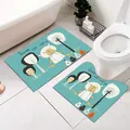 Set di tappeti da bagno a forma di orso con tappetino a U per WC e tappeto rettangolare. - Piccolo orso bianco