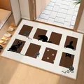 Non-slip Belgian velvet entryway mat with cute black cat and yarn pattern - 40*60cm / Black Cat A
